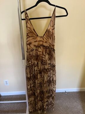 Brown Leaf-Print Maxi Dress by Free People